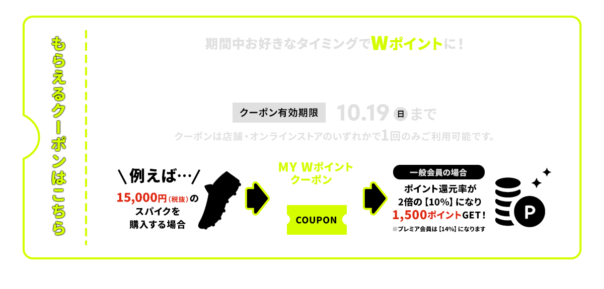 サッカーショップKAMO「MY Wポイントクーポン」