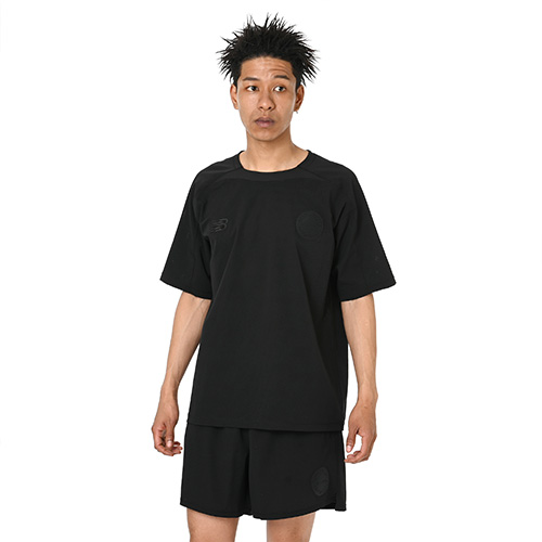 Black Out メッシュストレッチ ウーブンショートスリーブシャツ