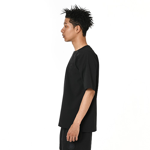 Black Out メッシュストレッチ ウーブンショートスリーブシャツ