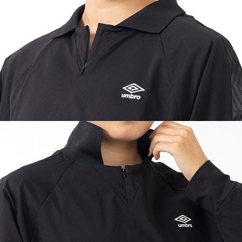 AWAY DAYS フィールテック衿付き長袖ワイドプラクティスシャツ