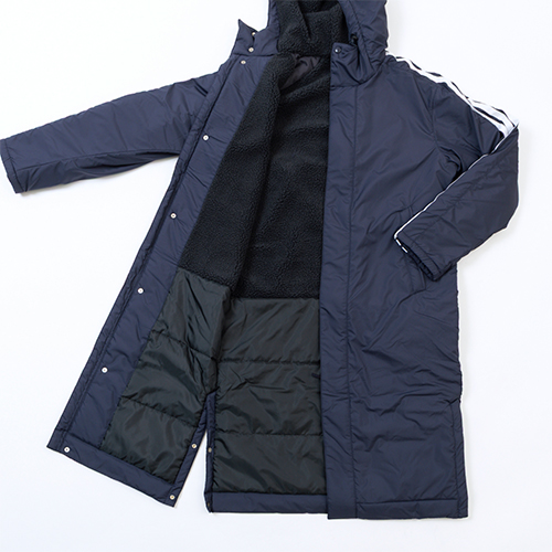 スリーストライプス ルーズフィット ロングボアコート