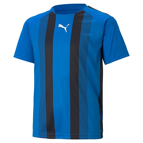 プーマ TEAMLIGA ストライプ ゲームシャツ JR エレクトリック ブルー レモネード/プーマ ブラック/プーマ ホワイト サッカーの大画像