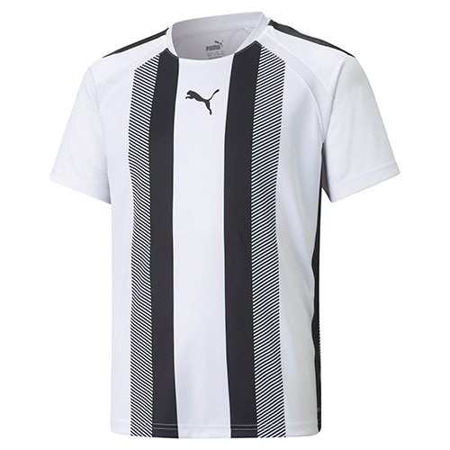 ＜サッカーショップ加茂＞ プーマ TEAMLIGA ストライプ ゲームシャツ JR プーマ ホワイト/プーマ ブラック サッカー画像