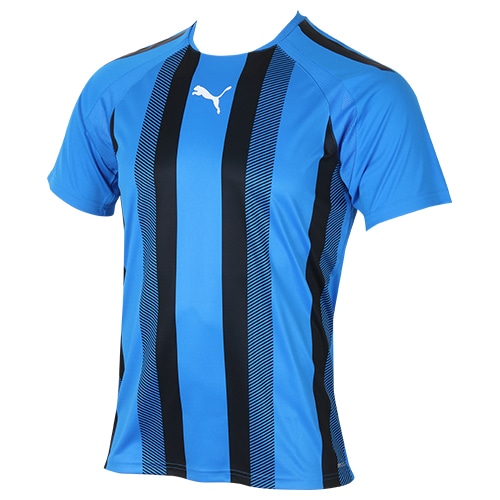 プーマ TEAMLIGA ストライプ ゲームシャツ エレクトリック ブルー レモネード/プーマ ブラック/プーマ ホワイト サッカーウェアの大画像