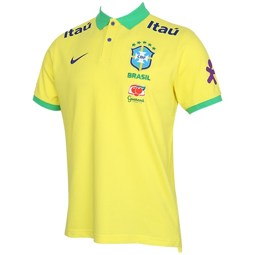 ＜サッカーショップ加茂＞ ナイキ 2022 ブラジル代表 NSW ポロシャツ ﾀﾞｲﾅﾐｯｸｲｴﾛｰ/ｸﾞﾘｰﾝｽﾊﾟｰｸ/(ﾊﾟﾗﾏｳﾝﾄﾌﾞﾙｰ) サッカー