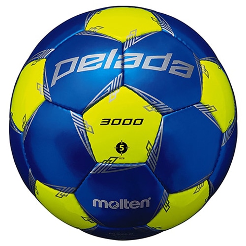 モルテン ペレーダ3000 5号球 メタリックブルー×蛍光イエロー サッカーボール画像