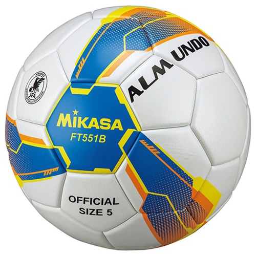 ミカサ ALMUNDO 検定球 貼り 5号球 ブルー／イエロー サッカーボールの大画像