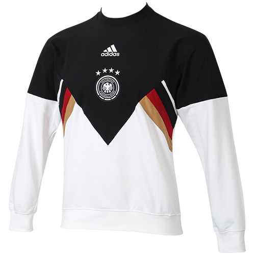 アディダス 2022 ドイツ代表 ICONクルースウェット ﾌﾞﾗｯｸ/ﾎﾜｲﾄ サッカーの画像