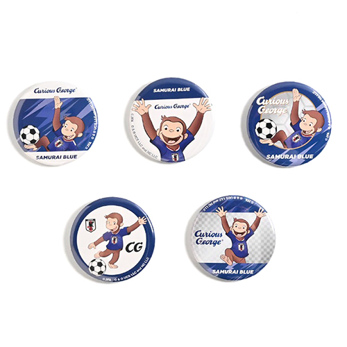おさるのジョージ サッカー日本代表ver.  缶バッジ