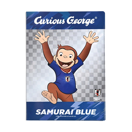 おさるのジョージ サッカー日本代表ver.  ダブルポケットA4クリアファイル