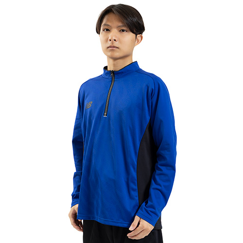 Black Out ストレッチニットハーフジップトップ