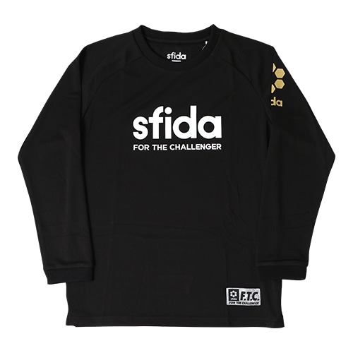 ＜サッカーショップ加茂＞ スフィーダ ジュニア Challenger プラクティスシャツL/S Black/Honey Gold サッカー