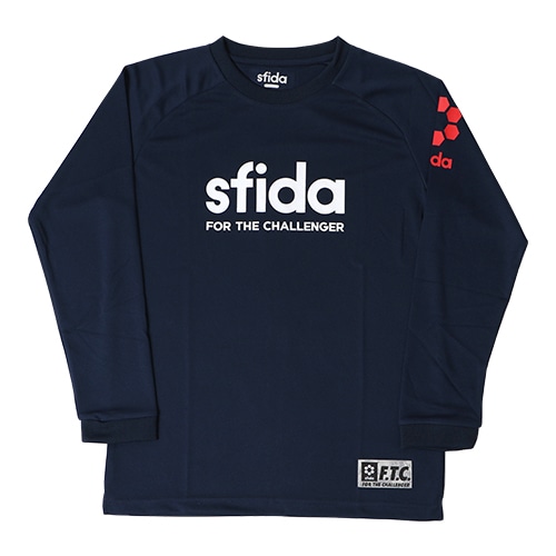 スフィーダ ジュニア Challenger プラクティスシャツL/S Navy/Red サッカー画像