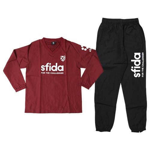 ＜サッカーショップ加茂＞ スフィーダ ジュニア Challenger ウインドスーツセット Burgundy/Black サッカー