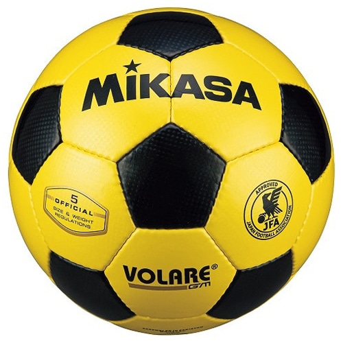 ミカサ サッカー5号VOLARE 検定球 手縫い イエロー/ブラック サッカーボール画像