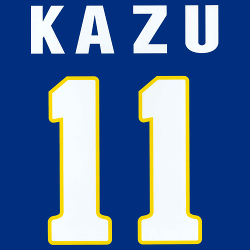 復刻 公認ネーム/ナンバー 11 KAZU　サッカー日本代表ホームユニフォーム1993