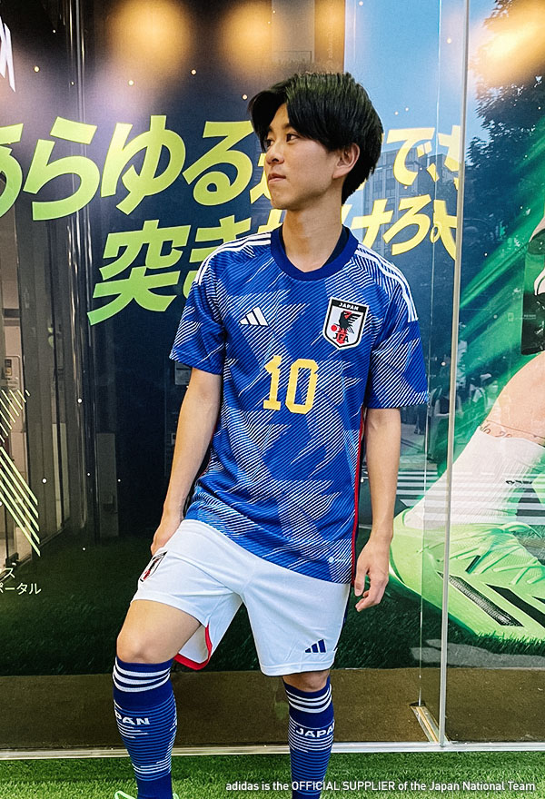 紺×赤 AE3778 adidas サッカー日本代表ユニフォームTシャツ ブルー